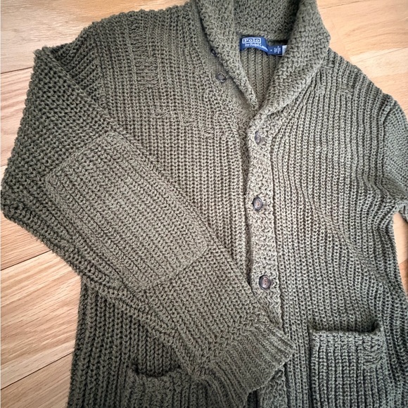 Distressed Linen-Cotton Shawl Cardigan
Polo Ralph Lauren Men’s M VGC Olive Gr - Picture 5 of 13